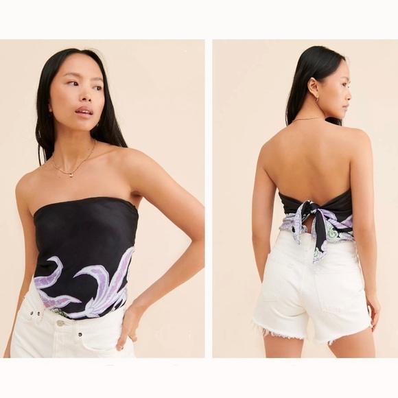 NEW Intimately Free People Spellbound Strapless Bodysuit ~ Black Floral Party - Picture 1 of 7